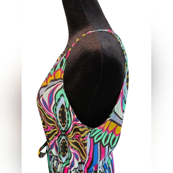 Collective Concepts Halter Maxi Dress Multicolor Lined Geometric Abstract Size M - Picture 4 of 8
